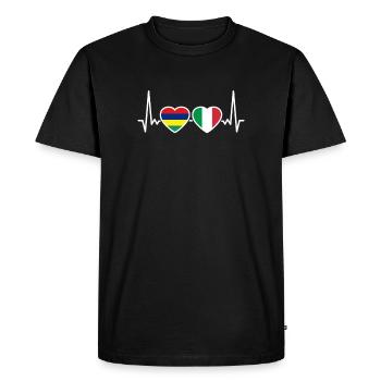 Maurice Italie Heartbeat Flag Mauricien - T-shirt Premium bio Homme - noir - Devant - Nico (187cm)