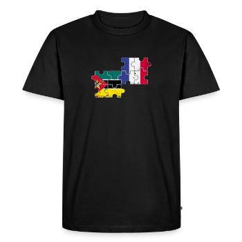 Mozambique France Vintage Drapeau Mozambicain - T-shirt Premium bio Homme - noir - Devant - Nico (187cm)