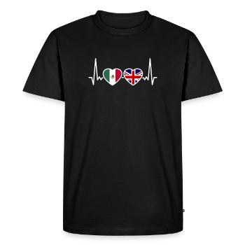 Mexico UK Heartbeat Flag British Mexicans - Men's Premium Organic T-Shirt - black - Front - Nico (187cm)