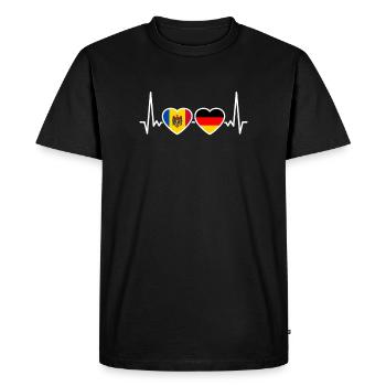Moldavie Allemagne Heartbeat Flag Moldave - T-shirt Premium bio Homme - noir - Devant - Nico (187cm)