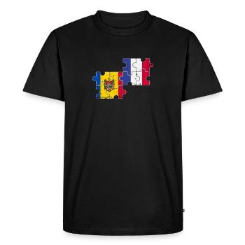 Moldavie France Vintage Flag Moldavie - T-shirt Premium bio Homme - noir - Devant - Nico (187cm)
