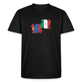 Mongolie Italie Drapeau Italien Mongol - T-shirt Premium bio Homme - noir - Devant - Nico (187cm)