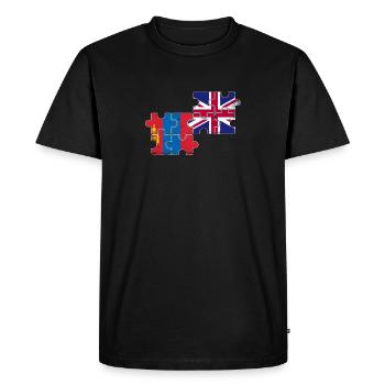 Mongolia UK Vintage Flag Brit Mongol - Men's Premium Organic T-Shirt - black - Front - Nico (187cm)