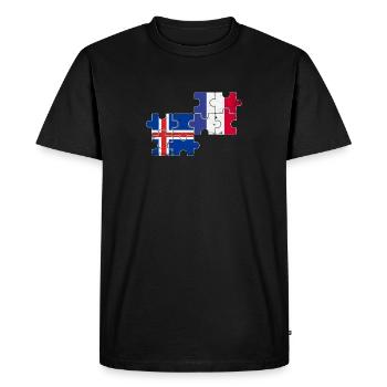 Islande France Vintage Flag Islandais - T-shirt Premium bio Homme - noir - Devant - Nico (187cm)