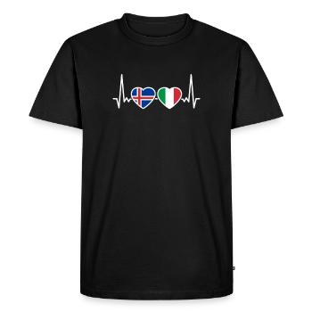 Iceland Italy Heartbeat Flag Icelanders - Men's Premium Organic T-Shirt - black - Front - Nico (187cm)