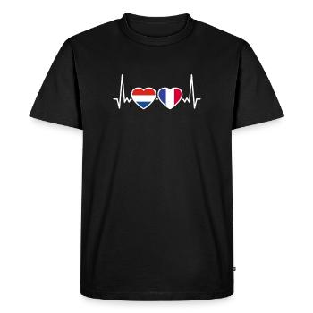 Pays-Bas France Heartbeat Flag - T-shirt Premium bio Homme - noir - Devant - Nico (187cm)