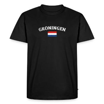 Groningue Pays-Bas Drapeau vintage - T-shirt Premium bio Homme - noir - Devant - Nico (187cm)