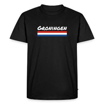 Groningue Pays-Bas Drapeau néerlandais - T-shirt Premium bio Homme - noir - Devant - Nico (187cm)