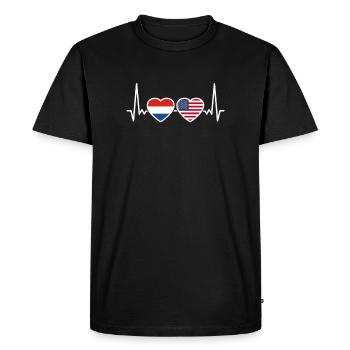 Pays-Bas États-Unis Heartbeat Flag Néerlandais - T-shirt Premium bio Homme - noir - Devant - Nico (187cm)