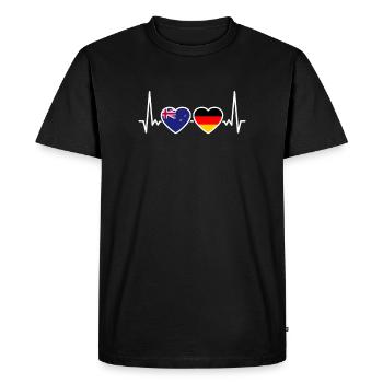 Nouvelle-Zélande Allemagne Heartbeat Flag - T-shirt Premium bio Homme - noir - Devant - Nico (187cm)
