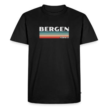 Bergen Norway Retro Norway Norwegian Norwegian - Men's Premium Organic T-Shirt - black - Front - Nico (187cm)