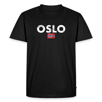 Oslo Vintage Norvège Drapeau norvégien Norvégien - T-shirt Premium bio Homme - noir - Devant - Nico (187cm)