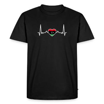 Libye Heartbeat Drapeau libyen Libyen - T-shirt Premium bio Homme - noir - Devant - Nico (187cm)