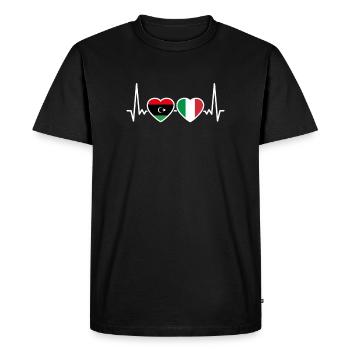 Libya Italy Heartbeat Flag Libyan - Men's Premium Organic T-Shirt - black - Front - Nico (187cm)