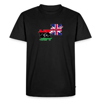Libye Royaume-Uni Vintage drapeau libyen britannique - T-shirt Premium bio Homme - noir - Devant - Nico (187cm)