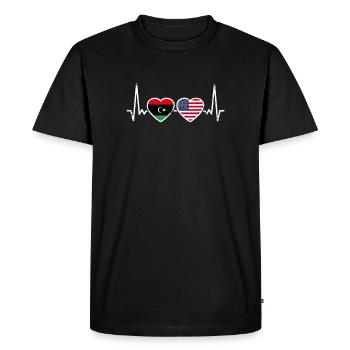 Libye USA Vintage Heartbeat drapeau libyen - T-shirt Premium bio Homme - noir - Devant - Nico (187cm)