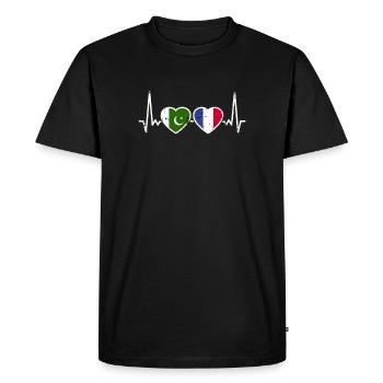 Pakistan France Vintage Heartbeat drapeau - T-shirt Premium bio Homme - noir - Devant - Nico (187cm)