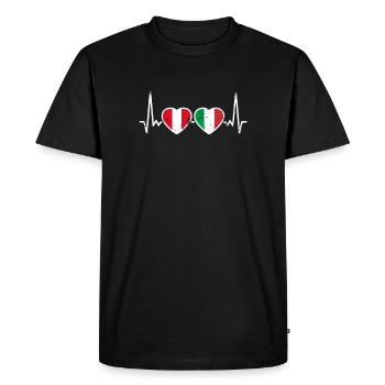 Pérou Italie Vintage Heartbeat drapeau péruvien - T-shirt Premium bio Homme - noir - Devant - Nico (187cm)
