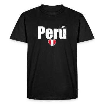 Coeur du Pérou Vintage drapeau péruvien péruvien - T-shirt Premium bio Homme - noir - Devant - Nico (187cm)