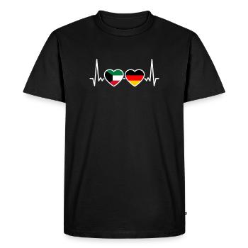 Koweït, Allemagne, Heartbeat, Drapeau, Koweïtien - T-shirt Premium bio Homme - noir - Devant - Nico (187cm)