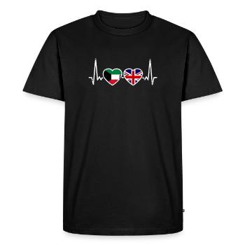Koweït Royaume-Uni Vintage Heartbeat drapeau koweïtien - T-shirt Premium bio Homme - noir - Devant - Nico (187cm)