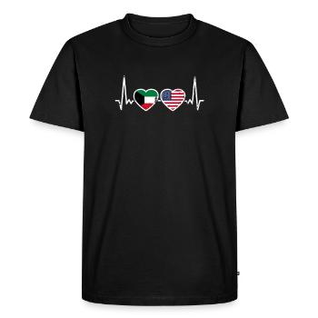 Koweït USA Vintage Heartbeat drapeau koweïtien - T-shirt Premium bio Homme - noir - Devant - Nico (187cm)