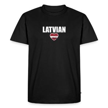 Lettonie Vintage Lettonie amour drapeau letton - T-shirt Premium bio Homme - noir - Devant - Nico (187cm)
