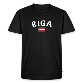 Riga Lettonie Vintage letton drapeau letton letton - T-shirt Premium bio Homme - noir - Devant - Nico (187cm)