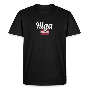 Riga Lettonie Vintage letton drapeau letton letton - T-shirt Premium bio Homme - noir - Devant - Nico (187cm)