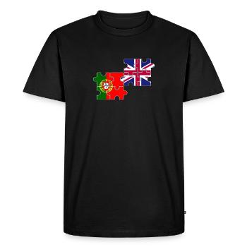 Portugal Drapeau du Royaume-Uni Portugais britannique - T-shirt Premium bio Homme - noir - Devant - Nico (187cm)