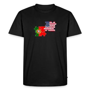 Portugal États-Unis Drapeau Américain Portugais - T-shirt Premium bio Homme - noir - Devant - Nico (187cm)