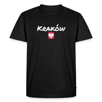 Krakow Vintage Poland Polish Flag Pole - Men's Premium Organic T-Shirt - black - Front - Nico (187cm)