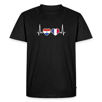 Paraguay France Heartbeat Flag Paraguayen - T-shirt Premium bio Homme - noir - Devant - Nico (187cm)