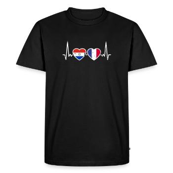Paraguay France Vintage Heartbeat drapeau - T-shirt Premium bio Homme - noir - Devant - Nico (187cm)