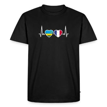 Rwanda France Vintage Heartbeat drapeau - T-shirt Premium bio Homme - noir - Devant - Nico (187cm)