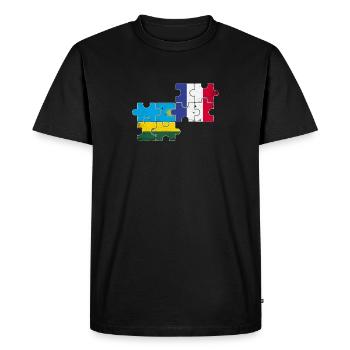 Rwanda France Vintage Drapeau Français Rwandais - T-shirt Premium bio Homme - noir - Devant - Nico (187cm)