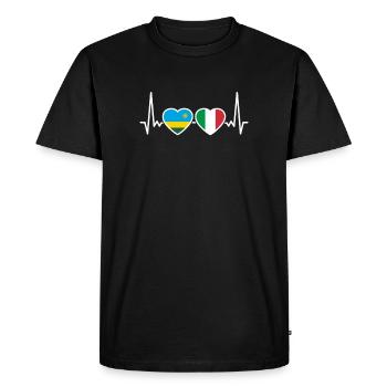 Rwanda Italie Heartbeat Flag Rwandais - T-shirt Premium bio Homme - noir - Devant - Nico (187cm)