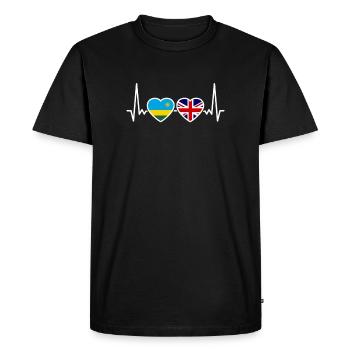 Rwanda Royaume-Uni Heartbeat Flag British Rwandan - T-shirt Premium bio Homme - noir - Devant - Nico (187cm)
