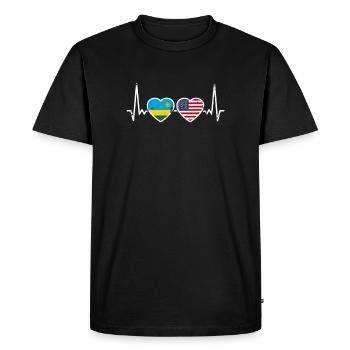 Rwanda USA Vintage Heartbeat drapeau rwandais - T-shirt Premium bio Homme - noir - Devant - Nico (187cm)