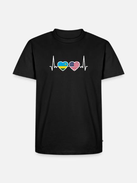 Rwanda USA Heartbeat Flag American - Men's Premium Organic T-Shirt - black