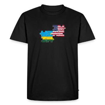 Rwanda USA Vintage drapeau américain rwandais - T-shirt Premium bio Homme - noir - Devant - Nico (187cm)