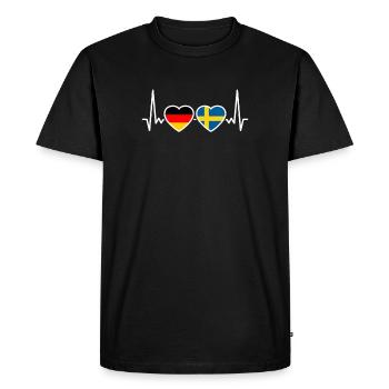Schweden Deutschland Herzschlag Flagge Schwede - Männer Premium Bio T-Shirt - Schwarz - Vorne - Nico (187cm)