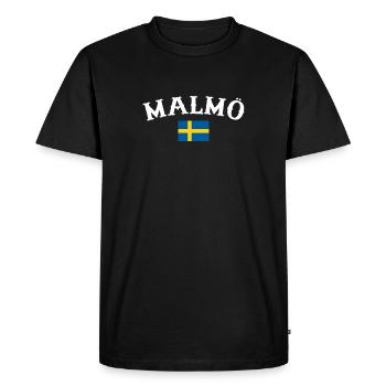 Malmö, Suède, Drapeau suédois, Suède - T-shirt Premium bio Homme - noir - Devant - Nico (187cm)