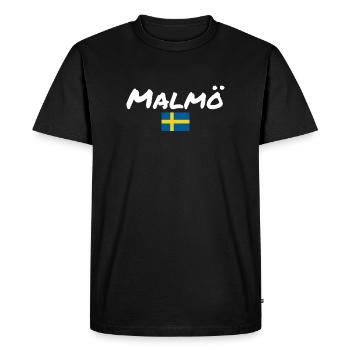 Malmö, Suède, Drapeau suédois, Suède - T-shirt Premium bio Homme - noir - Devant - Nico (187cm)