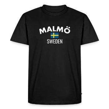 Malmö Suède Vintage Suède drapeau suédois - T-shirt Premium bio Homme - noir - Devant - Nico (187cm)