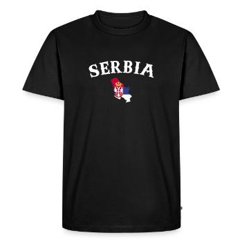 Serbie Carte Serbie Drapeau serbe Serbie - T-shirt Premium bio Homme - noir - Devant - Nico (187cm)