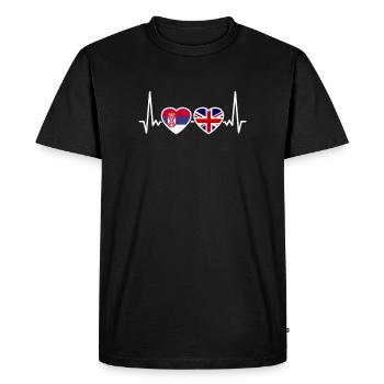 Serbie Royaume-Uni Heartbeat Flag Serbes britanniques - T-shirt Premium bio Homme - noir - Devant - Nico (187cm)