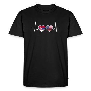 Serbie États-Unis Heartbeat Flag Serbe américain - T-shirt Premium bio Homme - noir - Devant - Nico (187cm)