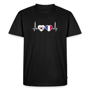 Corée du Sud France Vintage Heartbeat drapeau - T-shirt Premium bio Homme - noir - Devant - Nico (187cm)