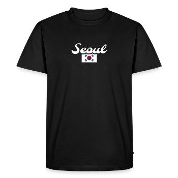 Séoul, Corée du Sud, Drapeau sud-coréen, Coréens - T-shirt Premium bio Homme - noir - Devant - Nico (187cm)